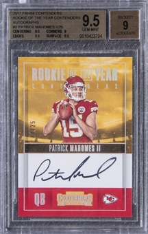 2017 Panini Contenders Rookie of the Year Autographs #3 Patrick Mahomes II Signed Rookie Card (#17/25) - BGS GEM MINT 9.5/BGS 9